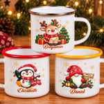 Custom Name Christmas Character Gifts for Family - Personalized Orange Enamel Mug