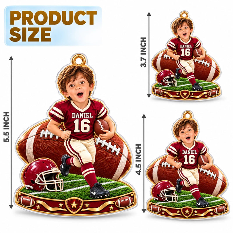 Custom Photo Football Christmas Gifts - Personalized Acrylic Ornament