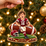 Custom Photo Football Christmas Gifts - Personalized Acrylic Ornament