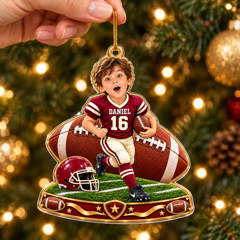 Custom Photo Football Christmas Gifts - Personalized Acrylic Ornament