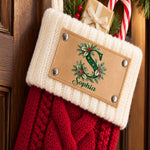 Custom Name Initial Christmas Gifts for Family - Personalized Leather Patch Stockings
