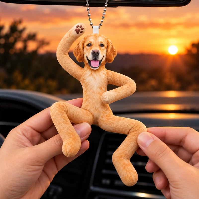 Custom Photo Funny Pet Decor Gifts For Dog Lovers - Personalized Poseable Plush Doll Car Ornament