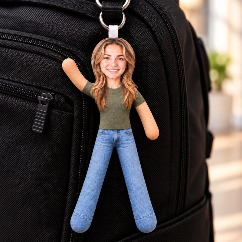 Custom Photo Couple Keepsake Gifts - Personalized Poseable Plush Doll Keychain