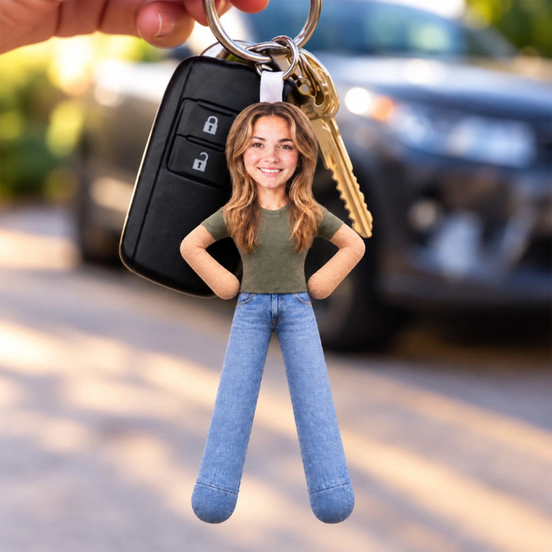 Custom Photo Couple Keepsake Gifts - Personalized Poseable Plush Doll Keychain