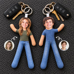 Custom Photo Couple Keepsake Gifts - Personalized Poseable Plush Doll Keychain