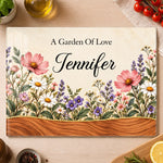 Custom Name Garden Of Love Gifts For Women - Personalized Glass Cutting Board