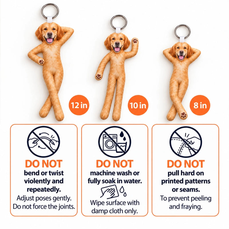 Custom Photo Funny Cat And Dog Gifts For Pet Lovers - Personalized Poseable Plush Doll Keychain