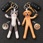 Custom Photo Funny Cat And Dog Gifts For Pet Lovers - Personalized Poseable Plush Doll Keychain