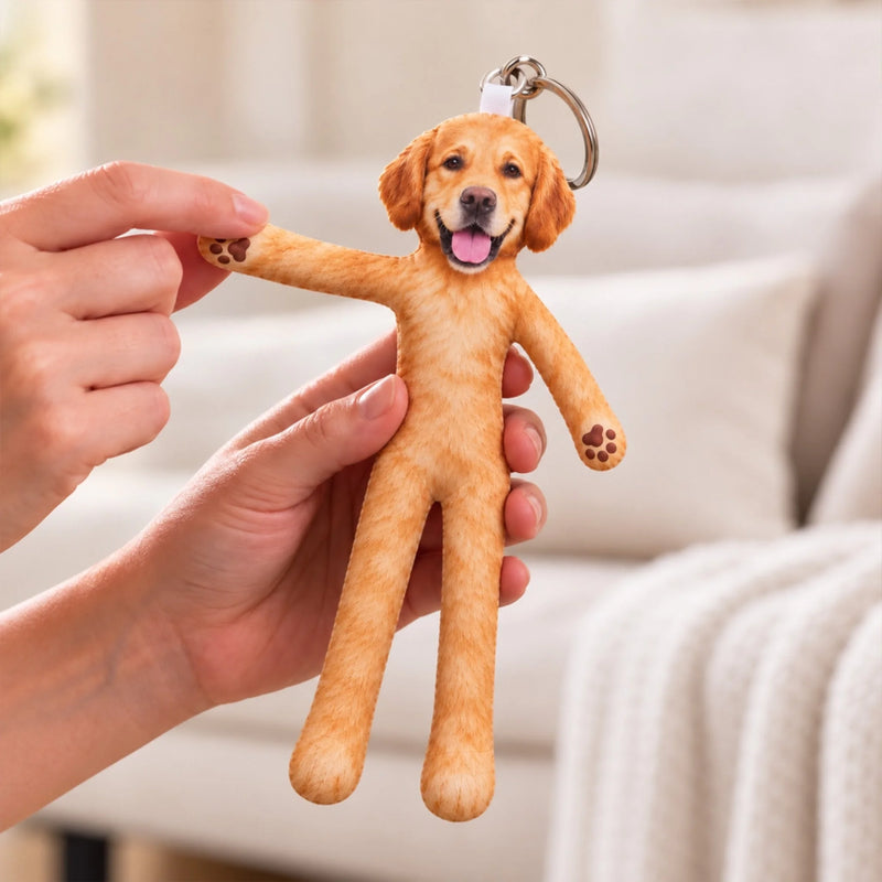 Custom Photo Funny Cat And Dog Gifts For Pet Lovers - Personalized Poseable Plush Doll Keychain