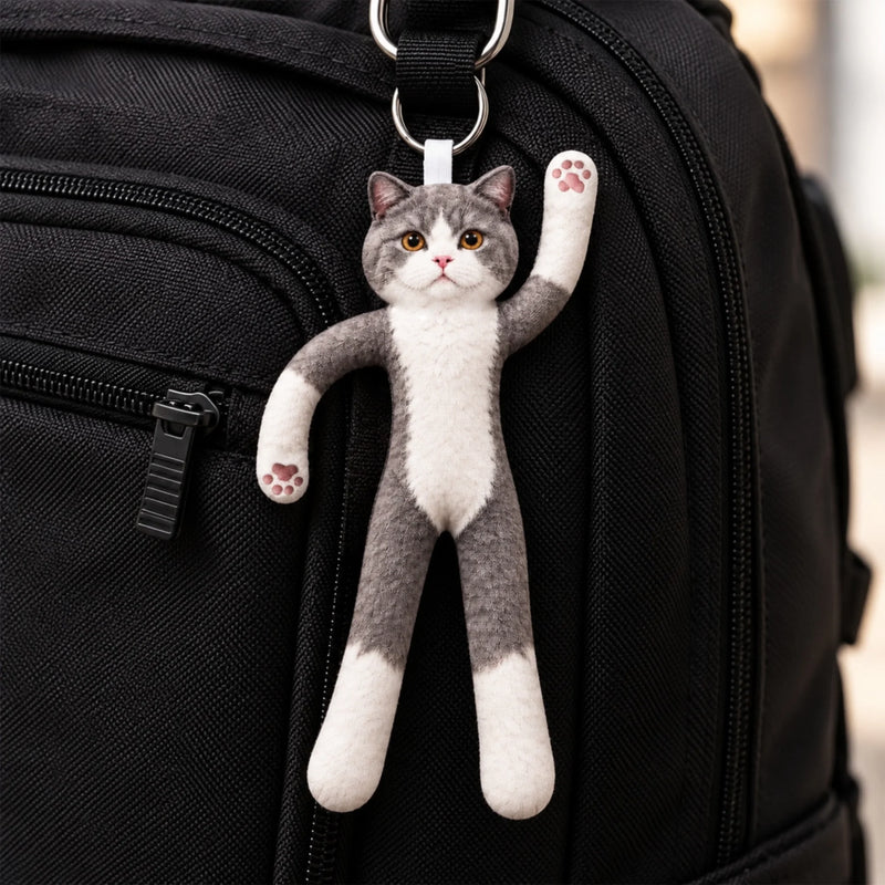 Custom Photo Funny Cat And Dog Gifts For Pet Lovers - Personalized Poseable Plush Doll Keychain