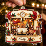Custom Name Christmas Espresso Machine Gifts For Coffee Lovers - Personalized Acrylic Ornament