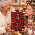 Custom Name Christmas Gift Wrap With Festive Holiday Pattern - Personalized Wrapping Paper