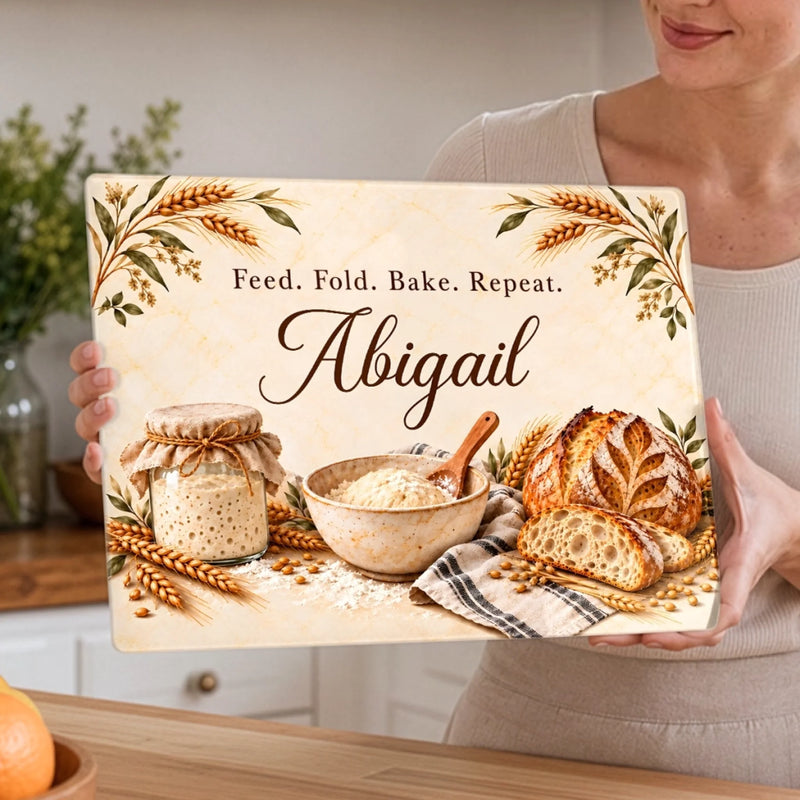 Custom Name Sourdough Baking Gifts For  Sourdough Bakers, Bread Bakers - Personalized Glass Cutting Board