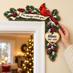 Custom Memorial Cardinal Christmas Decor - Personalized Wooden Door Topper