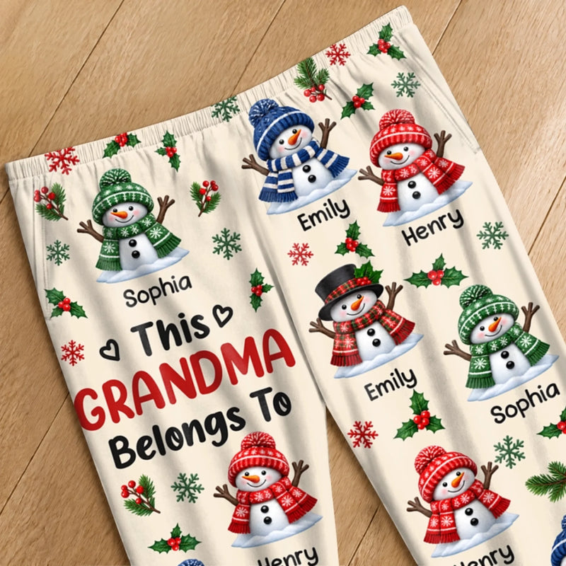 Custom Name Christmas Snowman Gifts For Grandma And Grandpa - Personalized Pajamas Pants