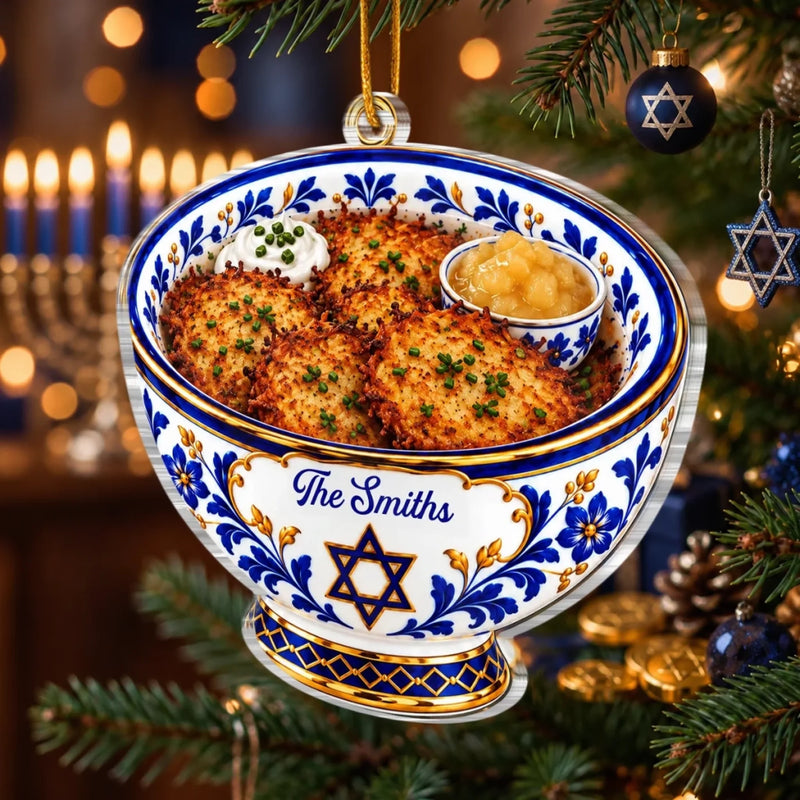 Custom Name Hanukkah Food Gifts for Families - Personalized Acrylic Ornament