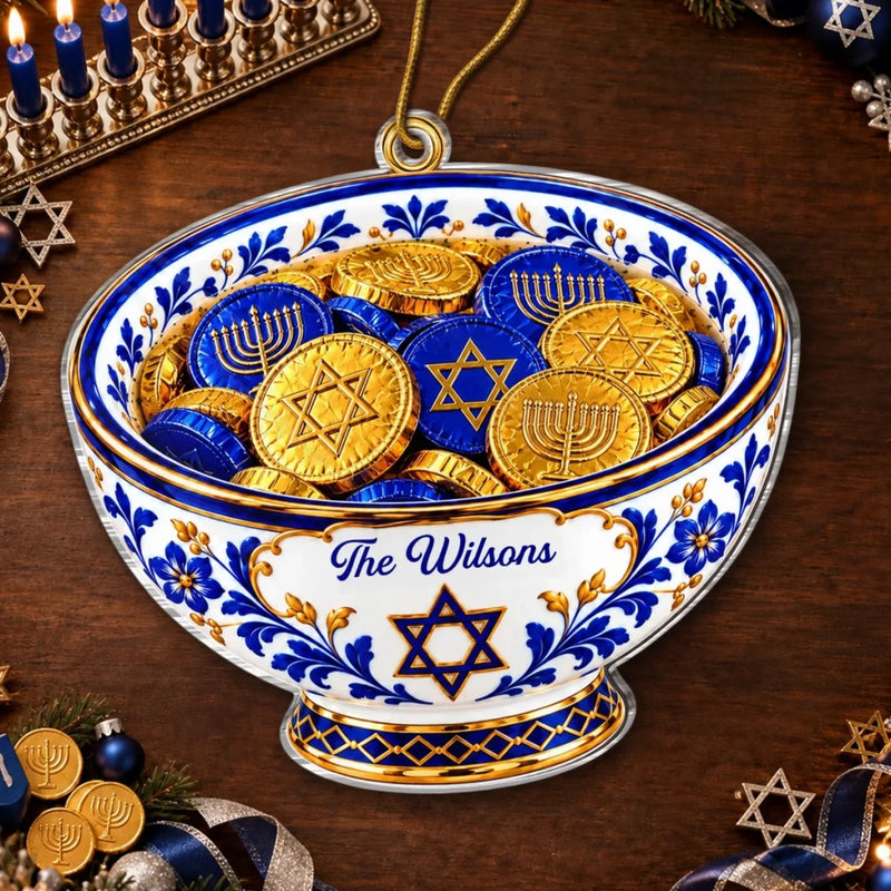 Custom Name Hanukkah Food Gifts for Families - Personalized Acrylic Ornament