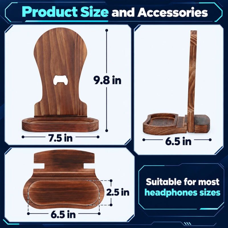 Custom Name Gaming Gifts for Boys - Personalized Wooden Headset Stand