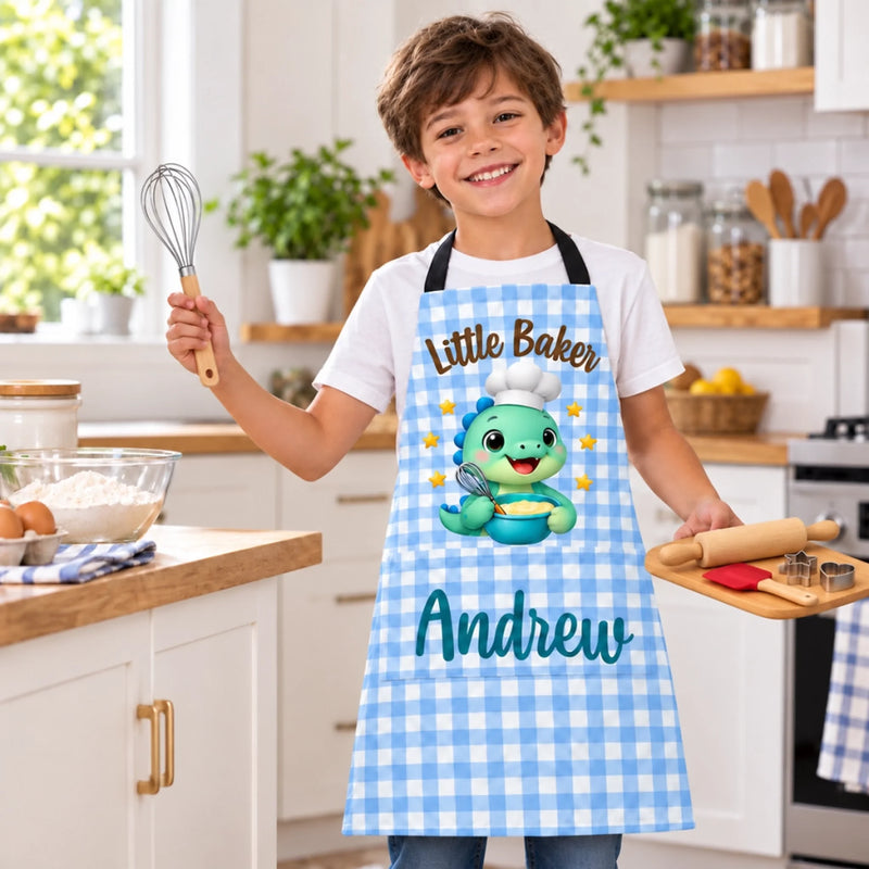 Custom Name Little Baker Gifts for Kids - Personalized Apron With Pocket