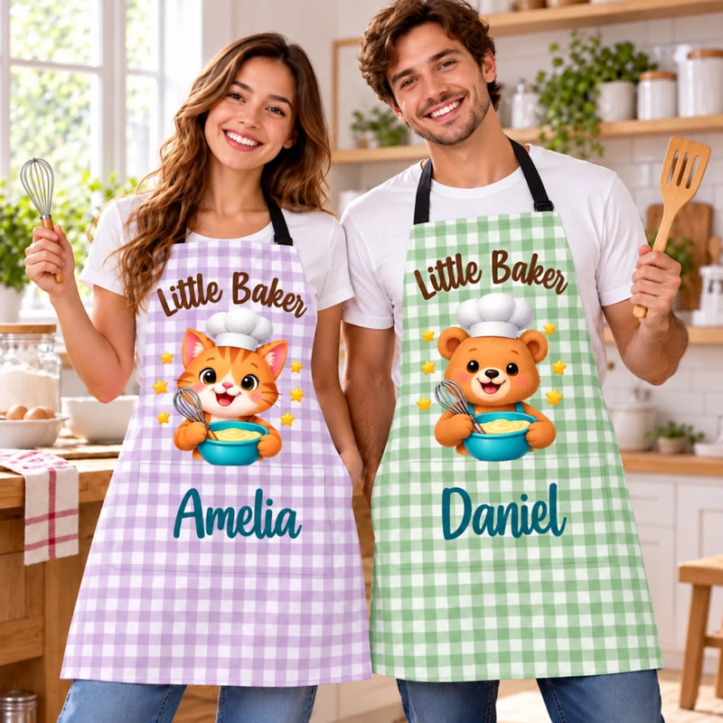 Custom Name Little Baker Gifts for Kids - Personalized Apron With Pocket