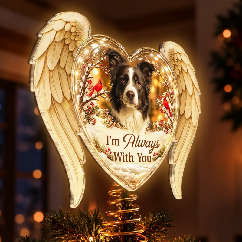 Custom Pet Photo Memorial Christmas Decor - Personalized LED Tree Topper