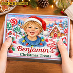 Custom Photo Christmas Treats Gifts for Kids - Personalized Metal Tin