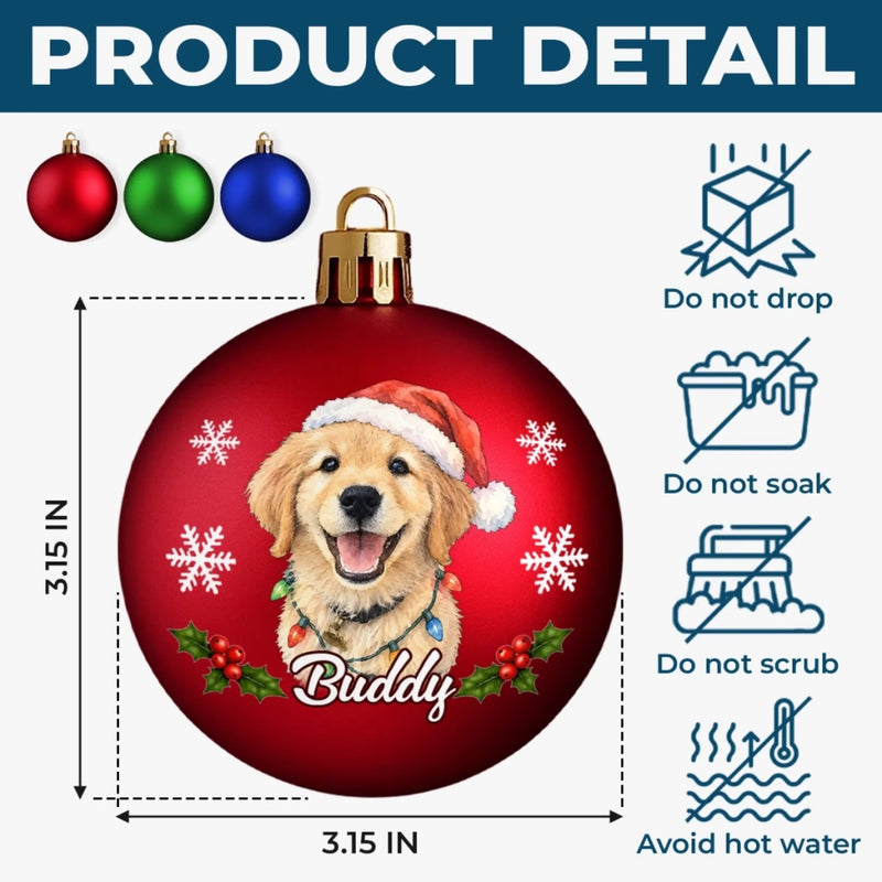 Custom Pet Photo Christmas Gifts For Pet Lovers - Personalized Full Wrap Ball Ornament