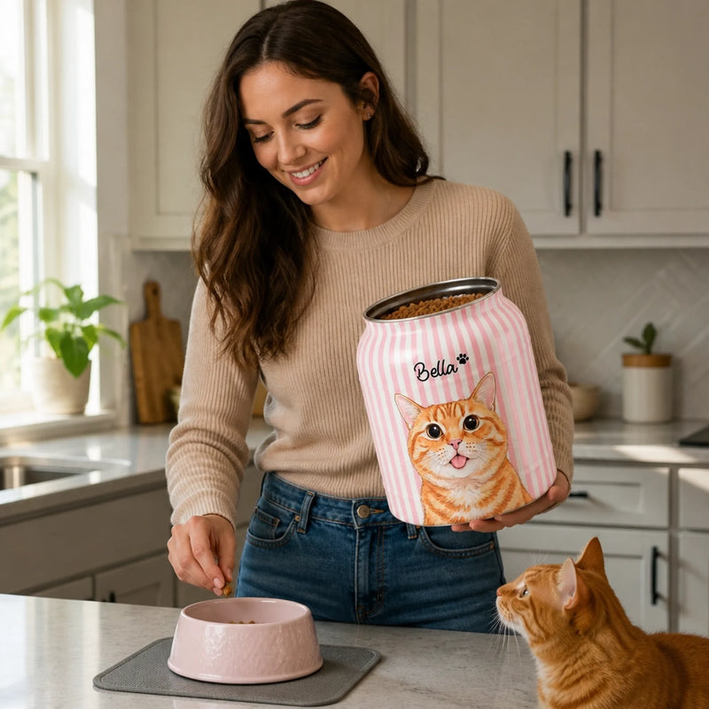 Custom Photo Watercolor Pet Portrait Gifts For Dog And Cat Lovers - Personalized Ceramic Cookie Jar