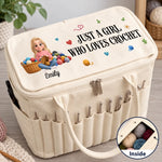 Custom Name Knitting Crochet Gifts For Women - Personalized Canvas Yarn Tote Bag