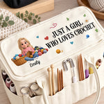 Custom Name Knitting Crochet Gifts For Women - Personalized Canvas Yarn Tote Bag