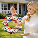 Custom Name Christmas Bear Family Decor - Personalized Shaped Wood Sign