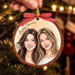 Custom Photo Best Friends Sisters Forever Gifts For Besties, Sisters, Best Friends - Personalized Wood Slice Ornament