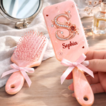 Custom Name Floral Initial Gifts For Women - Personalized Paddle Hair Brush