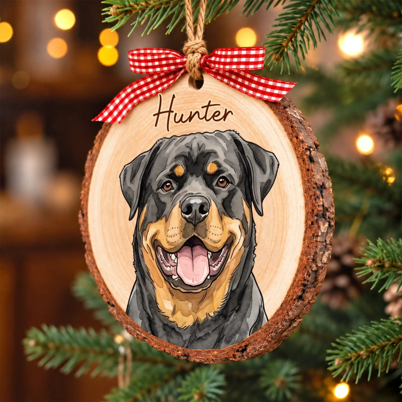 Custom Photo Pet Portrait Dog Cat Lover Gifts For Pet Lovers - Personalized Wood Slice Ornament