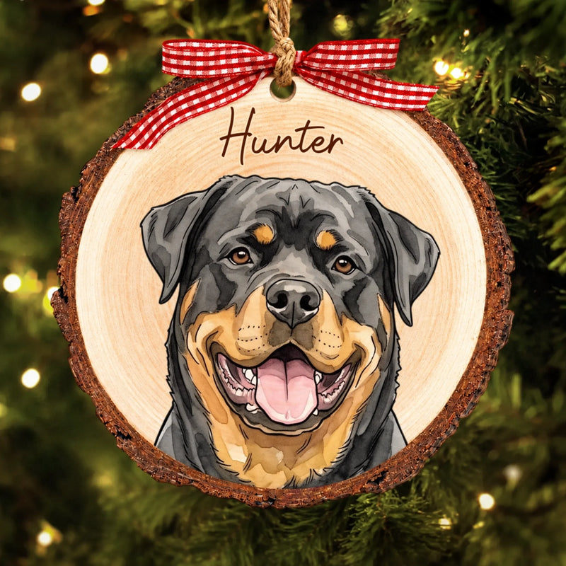 Custom Photo Pet Portrait Dog Cat Lover Gifts For Pet Lovers - Personalized Wood Slice Ornament