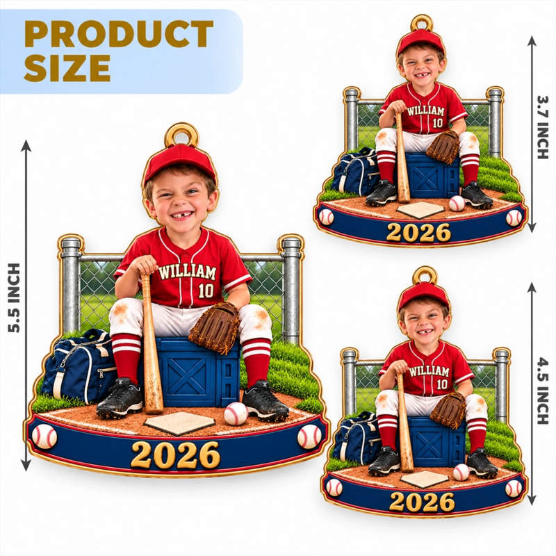 Custom Photo Baseball Christmas Gifts for Players - Personalized Acrylic Ornament