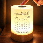 Custom Name and Date Anniversary Gifts for Couples - Personalized Dimmable Touch Night Light