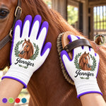 Custom Horse Photo Equestrian Gifts For Horse Lovers - Personalized Coated Grip Gloves