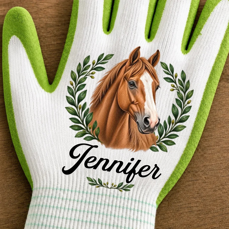 Custom Horse Photo Equestrian Gifts For Horse Lovers - Personalized Coated Grip Gloves