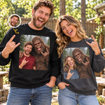 Custom Photo Bigfoot Selfie Funny Prank Gifts For Men And Women - Personalized Crewneck Pullover Sweatshirt
