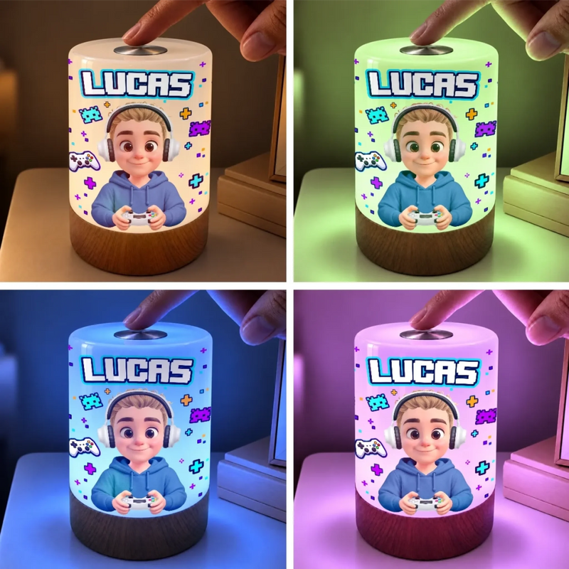Custom Name Gamer Gifts For Game Lovers - Personalized Dimmable Touch Night Light