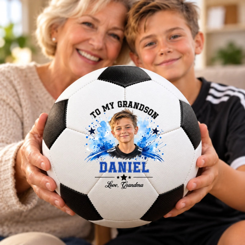 Custom Photo Soccer Gifts for Son and Grandson - Personalized Soccer Ball