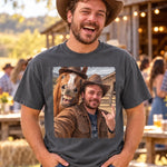 Custom Photo Cowboy Horse Gifts for Men - Personalized Comfort T-Shirt