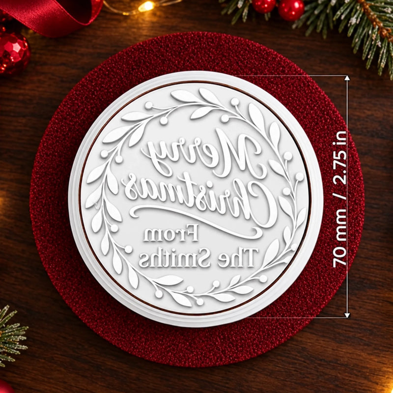 Custom Family Name Merry Christmas Cookie Gifts - Personalized Cookie Stamp