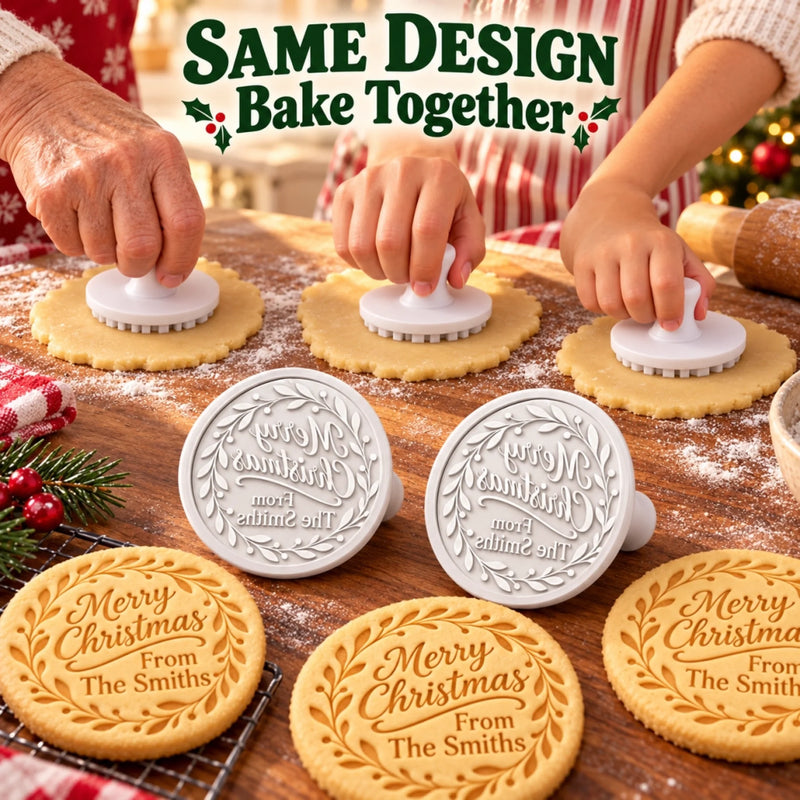 Custom Family Name Merry Christmas Cookie Gifts - Personalized Cookie Stamp