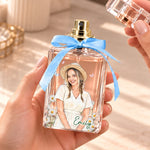 Custom Photo Floral Portrait Gifts for Women - Personalized Refillable Perfume Bottle