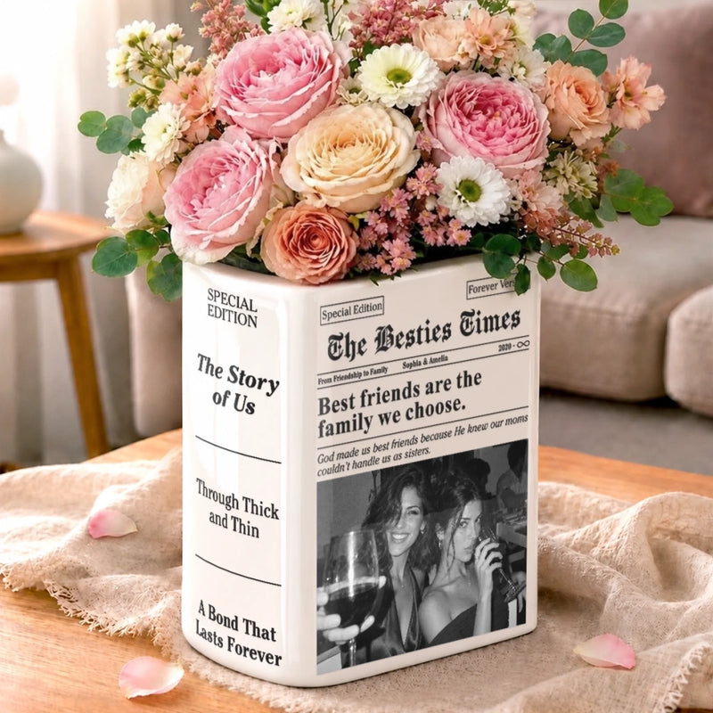 Custom Photo Best Friend Gifts for Women - Personalized Book Vase