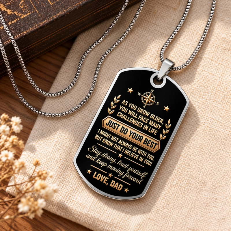 Custom Name Father Son Inspirational Gifts - Personalized Dog Tag Necklace