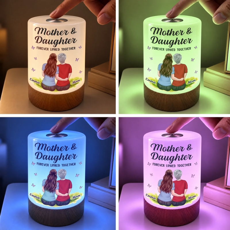Custom Name Mother And Daughters Gifts - Personalized Dimmable Touch Night Light