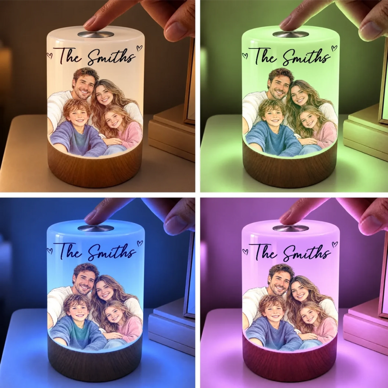 Custom Photo Keepshake Gifts For Families - Personalized Dimmable Touch Night Light